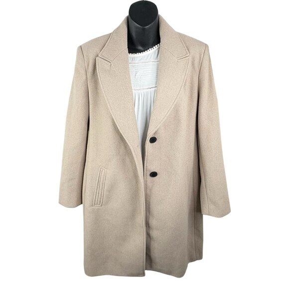 Soft Camel Two Button Front Coat Zara Winter Academia Women’s L Midi - Picture 3 of 12